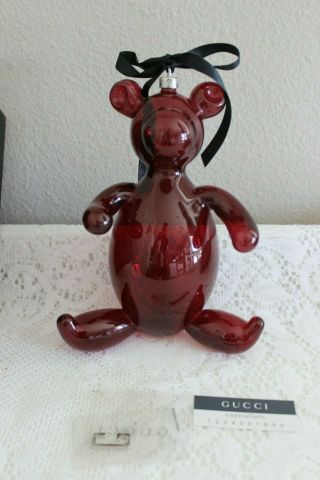 Rare Gucci 7 " Red Glass Christmas Teddy Bear Ornament Tom Ford Era Made In Italy
