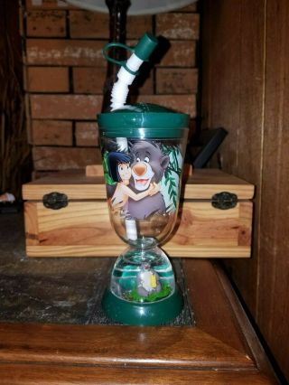 Rare Disneys The Jungle Book Snowglobe Straw Cup Mug Water Bottle