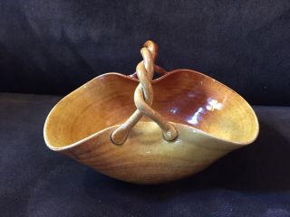 Rookwood Early Rare Basket Weave Handled Vase Brown Gold Glaze Signed 1885