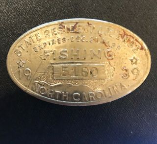 1938 - 1939 North Carolina Hunting License Badge " Rare