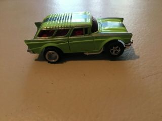 Aurora AFX ' 57 Chevy Nomad slot car,  Rare lime green with stipes, 2