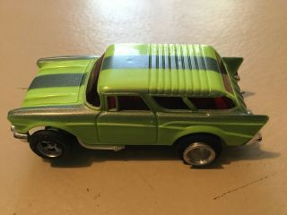 Aurora AFX ' 57 Chevy Nomad slot car,  Rare lime green with stipes, 4