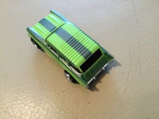 Aurora AFX ' 57 Chevy Nomad slot car,  Rare lime green with stipes, 8