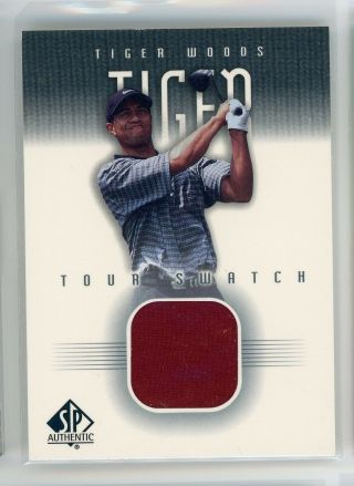 2001 Sp Authentic Tour Swatch Tiger Woods Rc Relic Red Shirt Rookie Rare
