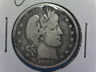 1896 - O Barber Quarter Rare Key Date Silver Us Coin