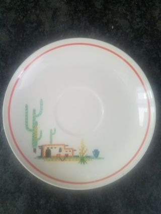 Vintage Homer Laughlin Arizona Pattern Eggshell Saucers ; Set Of 6,  Euc Rare