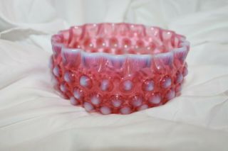 Fenton Art Glass Cranberry Hobnail Opalescent Candy Or Cereal Bowl Rare