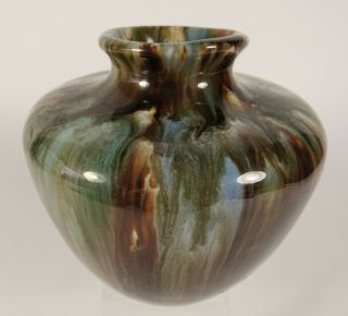 Rare Brush Mccoy Brown Onyx Multi - Glaze Art Pottery Vase Circa 1920’s