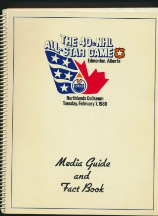 Very Rare 1989 Nhl All - Star Game Media Guide Gretzky Howe Lemieux Nhl Hockey