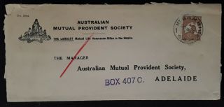 Rare 1931 Australia Insurance Cover Ties 6d Chestnut Kangaroo Stamp Mt Gambier