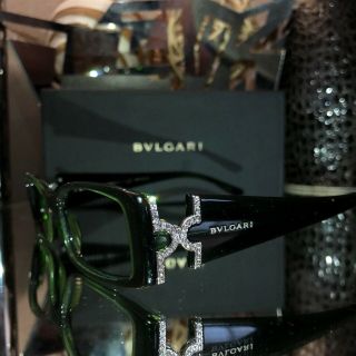 Bvlgari Eyeglasses 473 - B Swarovski Crystal Emerald Green Frames Very Rare