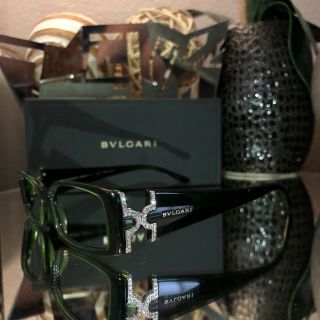 Bvlgari Eyeglasses 473 - B Swarovski Crystal Emerald Green Frames VERY RARE 2