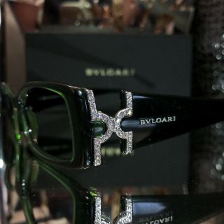 Bvlgari Eyeglasses 473 - B Swarovski Crystal Emerald Green Frames VERY RARE 4