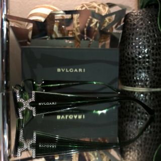 Bvlgari Eyeglasses 473 - B Swarovski Crystal Emerald Green Frames VERY RARE 5