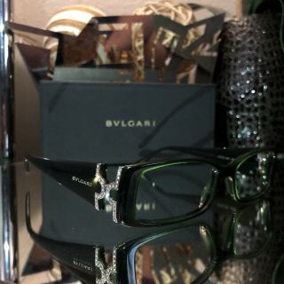 Bvlgari Eyeglasses 473 - B Swarovski Crystal Emerald Green Frames VERY RARE 7