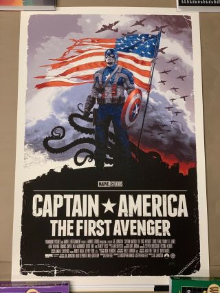 Signed Gabz Captain America: The First Avenger Freedom Variant Print Xx/300 Rare