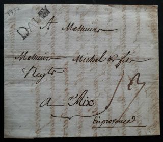 Rare 1787 France Folded Letter Sent From Alby To Aix En Provence