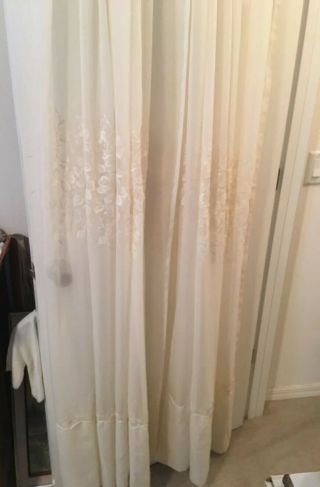 Very Rare Set Of 2 Cream Polyester Voile Panels W/lace Made In France 60x84”