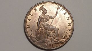 1891 Half - Penny.  Choice Unc.  85 Lustre.  Sl.  P 