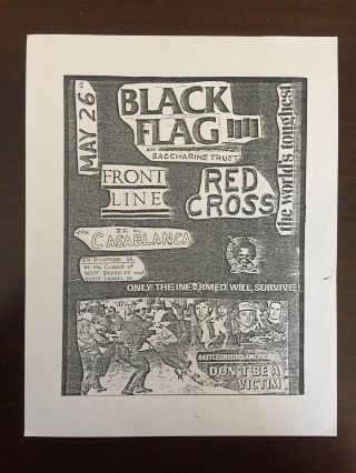 Punk Rock Concert Flyer 3: Black Flag / Front Line (richmond,  Va) 