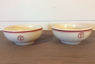 2 Shenango China Us Army Medical Corps 1941 Bowl Red Stripe And Decal Rare