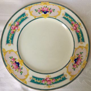 12 Rare 1925 Royal Worcester Marseilles Turquoise Pink Dinner Plates,  C2616