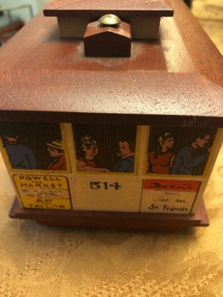 RARE Reuge Music Box By Anri Hand Painted & Made In Italy San Fransisco Trolley 6