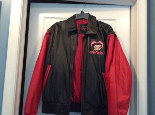 Ladies Betty Boop Red And Black Leather Jacket Size Medium Rarely Worn