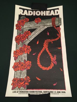 Radiohead Barcelona Spain 2016 Concert Poster Silkscreen Rare Signed 1st Edition