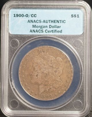 1900 O/cc Anacs Authentic Morgan Silver One Dollar S$1 Coin - Rare