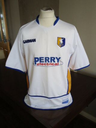 Mansfield Town 2005 Garman White & Blue Away Shirt Extra Large Rare