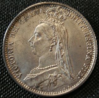 Lovely 1887 Victoria Jubilee Silver Sixpence Sharp Detail Rare Thus