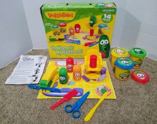 Veggie Tales Barber Shop Dough " Oh Where Is My Hairbrush " Play Set Play - Doh Rare