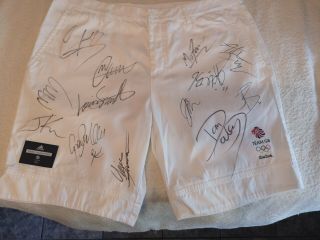 Team Gb Rio 2016 Stella Mccartney White Shorts Hand Signed X13 Rare Unique