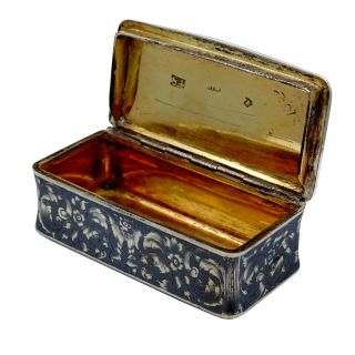 Rare Antique Imperial Russian Silver Niello 84 Snuff Box Vesta Case Floral Motif 3