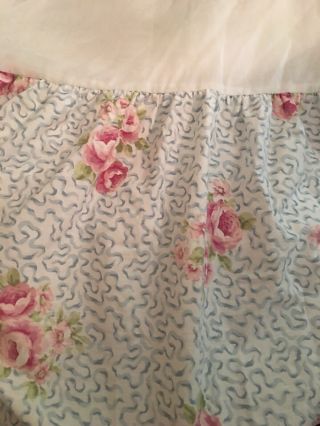 Rare Cannon Queen Bed Skirt Pink Roses W/ribbon Yellow