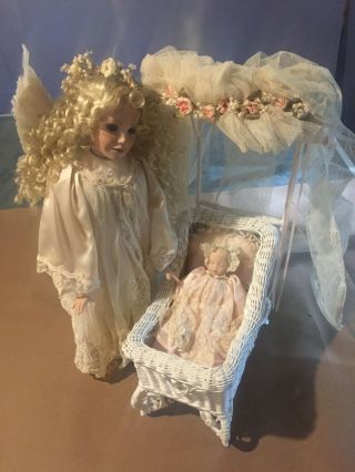 Rare Phyllis Parkins My Guardian Angel Porcelain Doll W/ Baby