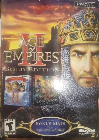 Age Of Empires Ii 2 Gold Edition Rare Big Box With Bonus Maps Computer Game 2002