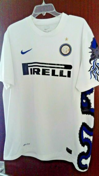 Official Inter Milan 2010 - 2011 White Away Shirt Dragon Pirelli Size Xl Rare