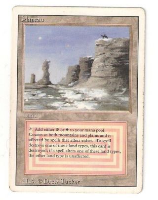 Mtg Magic The Gathering Revised Edition 1x Plateau Dual Land Moderate Play