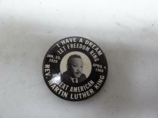 Old Rare Vintage Political Pinback Button Rev Doctor Martin Luther King 1968