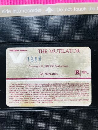 THE MUTILATOR (R - RATED) Horror VHS video Movie Gore Cult Slasher Sex 80 ' s RARE 5