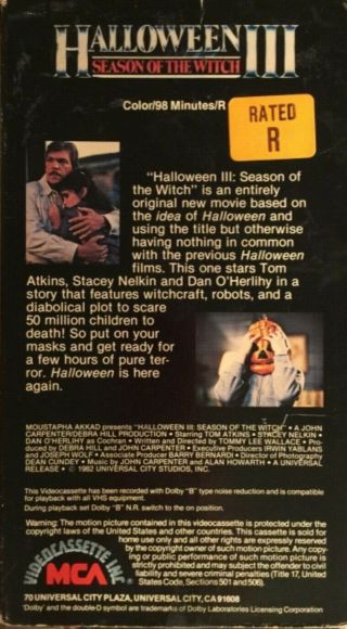 Halloween III 3 Season Of The Witch VHS Tape Thriller Horror MCA RARE COVER 2