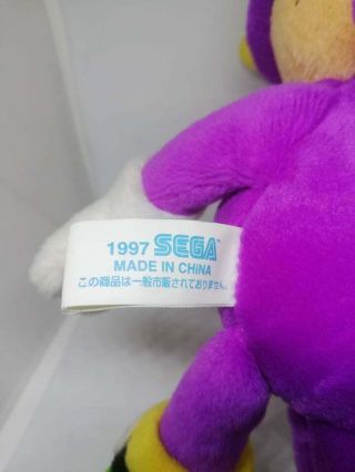 Rare Sonic The Fighters Espio the Chameleon SEGA 1996 Plush Japan Toy Doll 6