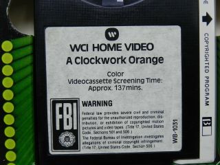 Vintage Movie CLOCKWORK ORANGE Betamax Beta NOT VHS Stanley Kubrick Rare 5