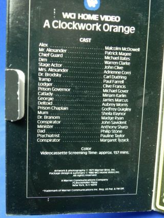 Vintage Movie CLOCKWORK ORANGE Betamax Beta NOT VHS Stanley Kubrick Rare 6
