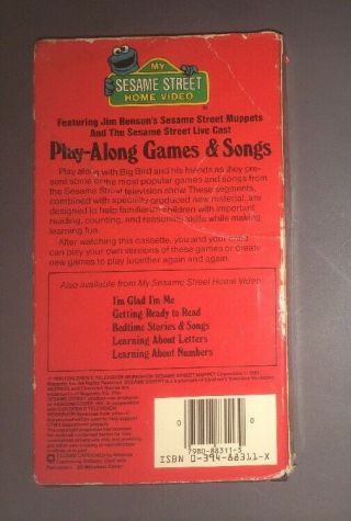 Sesame Street Play Along Games & Songs (VHS,  1986) Big Bird Bert Ernie RARE 2