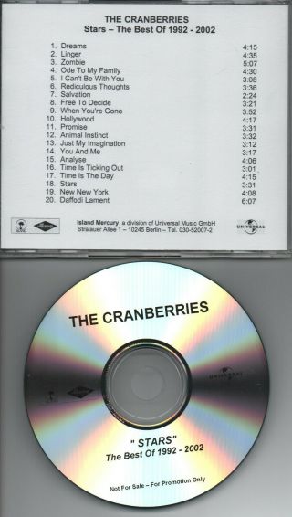 The Cranberries Stars German Promo CD Dolores O ' Riordan RARE 2