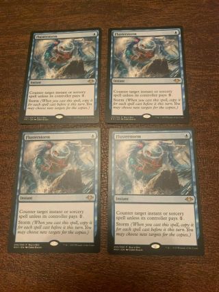 Magic The Gathering Buy - A - Box Promo Flusterstorm Rare Blue Instant Near X4