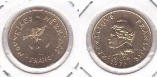 Hebrides - Rare 1 Franc Unc Coin 1975 Year Km 4.  2